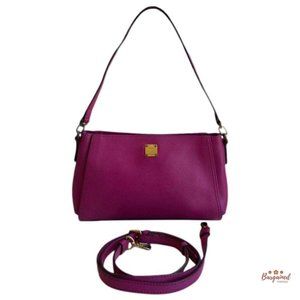 Authentic MCM Fuchsia Pink Saffiano Leather Small Shoulder/Crossbody Bag